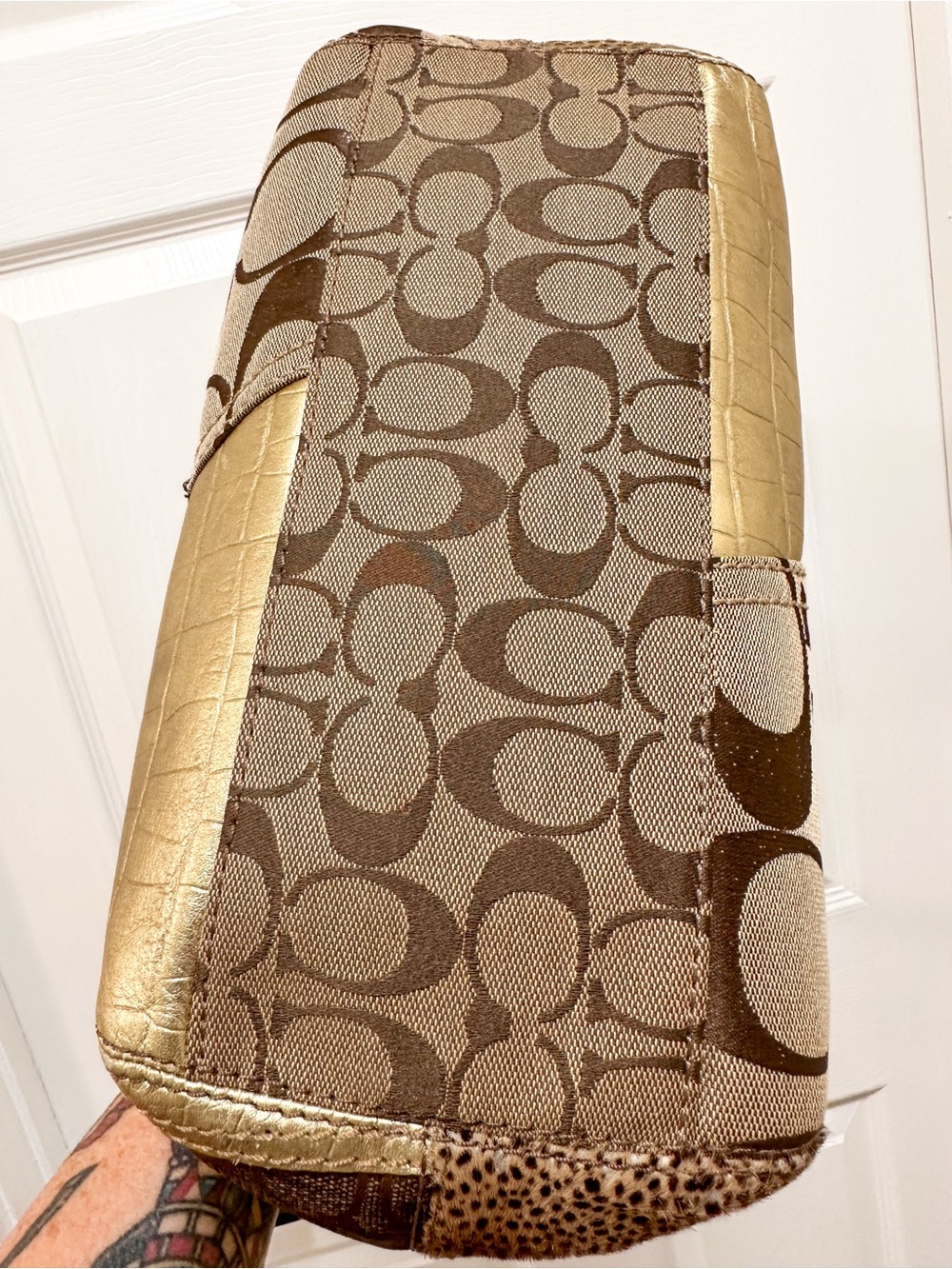 Coach Bleecker Patchwork Signature Jacquard Leather Animal Print Large Tote Y2K - Picture 15 of 17